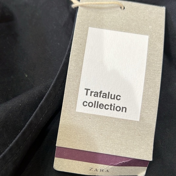 NWT ZARA Trafaluc Collection Embroidered Sleeve Shift Dress Black Ruffle Trim - Picture 13 of 13